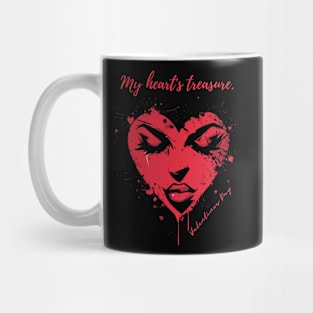 My heart's treasure. A Valentines Day Celebration Quote With Heart-Shaped Woman Mug